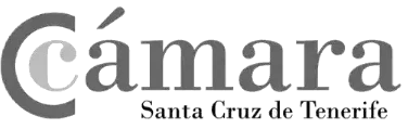 Logo de la Cámara de comercio de Santa Cruz de Tenerife en blanco y negro y fondo transparente.